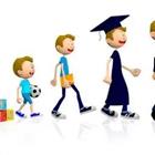 Figuras de dibujos animados caminando en un producto y uno de ellos es en traje de graduación