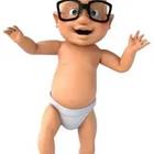 Un bebé en un pañal con gafas