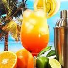 Bebida de fruta mezclada en la playa
